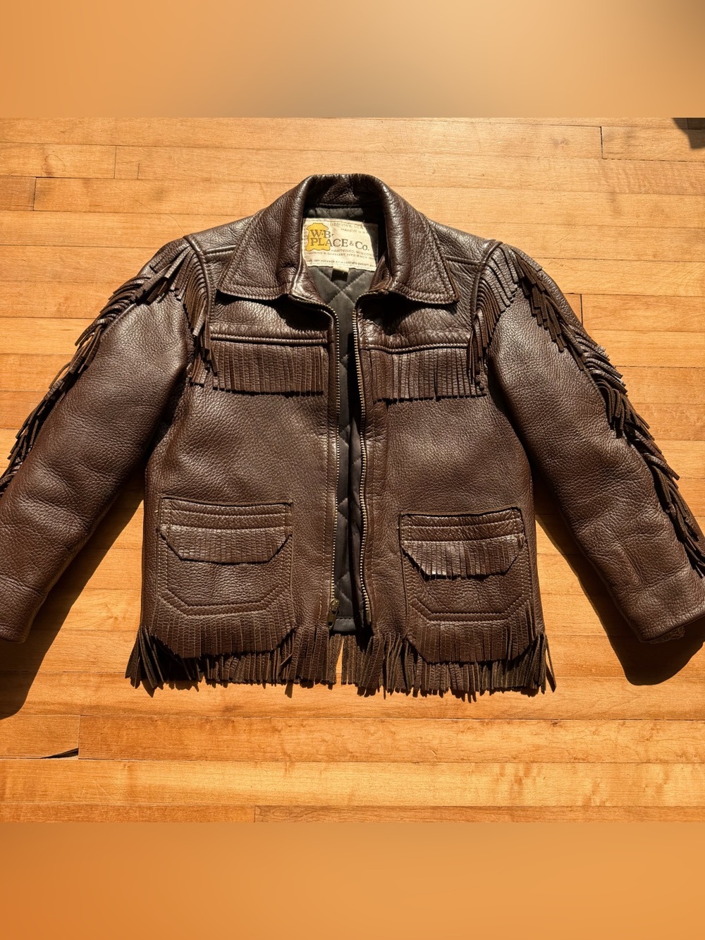 Vintage 1950s KIDS FRINGE LEATHER JACKET Children’s Deerskin Size 6 WB Place 60s